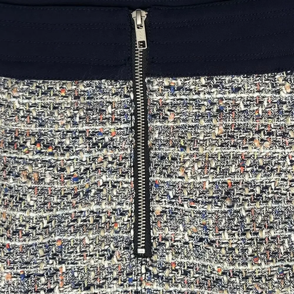 J. Crew Multicolored Tweed Skirt Navy Multi E7383 Size 10
